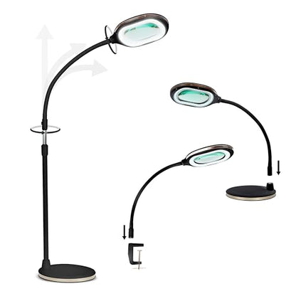 Brightech LightView Pro Magnifying LED Desk Lamp with Flexibility & Durability, 3 in 1 LED Glass Magnifier, Work Light for Hobbies & Reading - Black - color: Black
