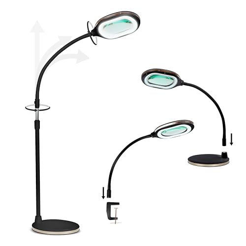 Brightech LightView Pro Magnifying LED Desk Lamp with Flexibility & Durability, 3 in 1 LED Glass Magnifier, Work Light for Hobbies & Reading - Black - color: Black
