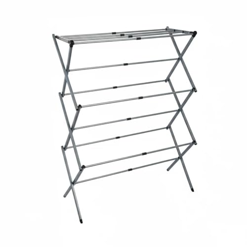 Drying Racks 3 Tier Expandable Clothes Airer Collapsible Clothes Drying Rack, Space-Saving Laundry, Hanging Clothes Indoors & Outdoors, Lightweight, Compact, Folds Away for Convenient Storage