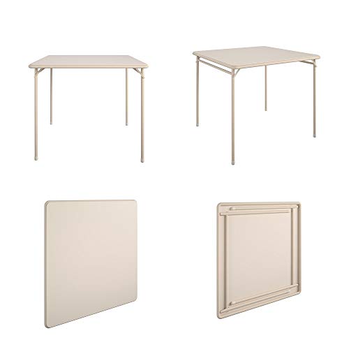 COSCO 34" Square Vinyl Top Folding Card Table, Antique Linen - color: Antique Linen