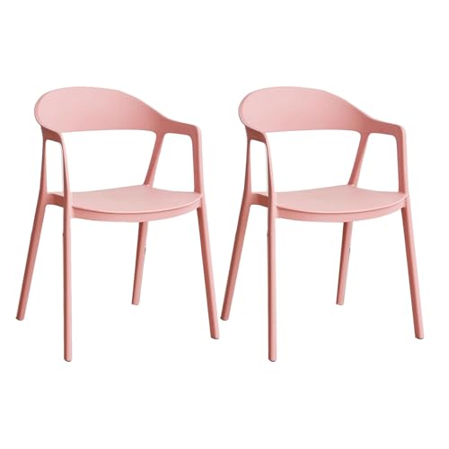 Stackable Dining Chair Plastic Dining Chairs Set of 2 with Hollow Back Dining Chairs Set Modern Save Space Kitchen Chairs - color: Pink