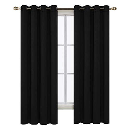 Deconovo Blackout Curtain for Living Room 63 Inches Long, Door Curtain | Closet Drape 1 Panel, Room Darkening, Thermal Insulated, Grommet, Window Drape, for Bedroom Closet, Black, 52 x 63 Inch - color: Black, size: 52"W x 63"L (Pack of 1)
