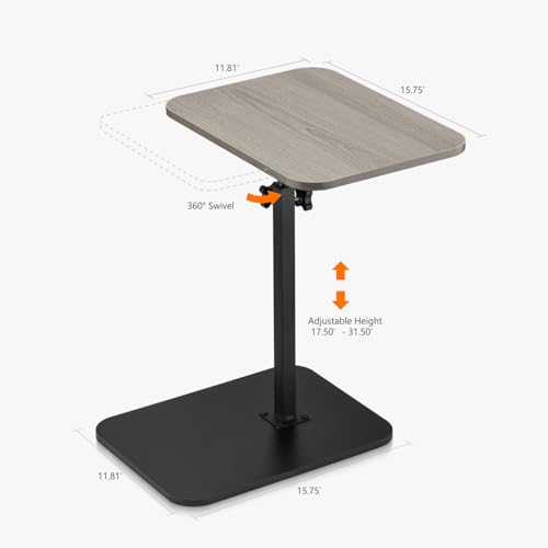 ZEAPTAC C-Shaped Side Table, 360° Swivel Height Adjustable, Lightweight Portable TV Tray Snack End Table for Couch Sofa Bed Small Spaces-Black Wood - color: Black Wood