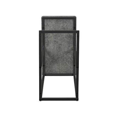 Household Essentials C‑Shaped Side End Table in Rustic Concrete Finish and Black Metal Frame, Slate Finish - color: Slate
