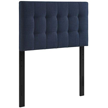Modway Lily Tufted Linen Fabric Upholstered Twin Headboard in Navy - color: Navy, size: Twin