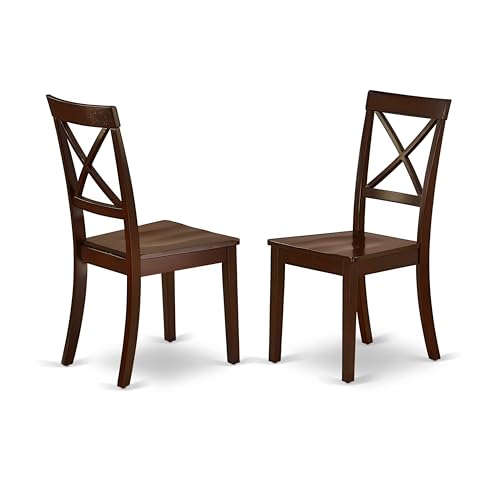 East West Furniture DLBO5-MAH-W 5 Piece Dining Room Table Set Includes a Round Dining Table with Dropleaf and 4 Wood Seat Chairs, 42x42 Inch, Mahogany - color: Mahogany, size: Table + 4 Chairs