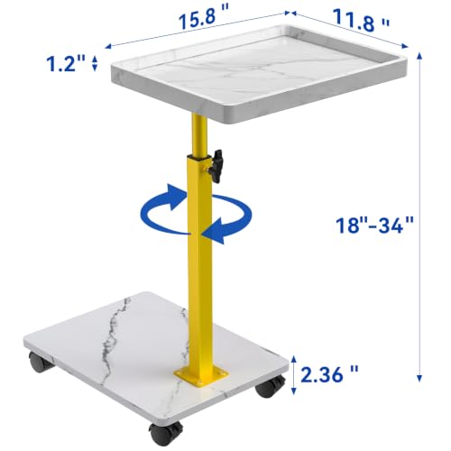 C Table End Table Adjustable Height, 360°Swivel TV Tray Table for Small Spaces, Couch Tables that Slide Under, C Shaped Side Tables Living Room and Bedroom for Sofa, Bed,Chair, Snack