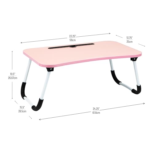 Mind Reader Lap Desk Laptop Stand, Bed Tray, Folding Legs, Couch Table, Portable, MDF, 23.25" L x 13.75" W x 10.5" H, Pink - color: Pink