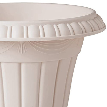 Arcadia Garden Products PL00TP Classic Traditional Plastic Urn Planter, 16" x 18", Taupe - color: Taupe, size: 16" x 18"