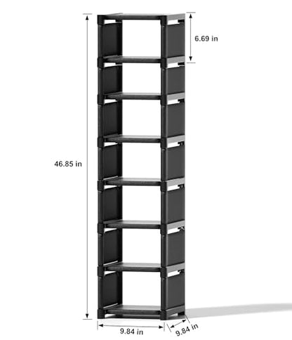 Space-Saving 8-Tier Vertical Shoe Rack, Stackable Narrow Shoe Organizer with Dustproof Fabric Shelves, Sturdy Metal Frame Storage for Entryway Closet Dorm Apartment Small Spaces - size: 8-Tier