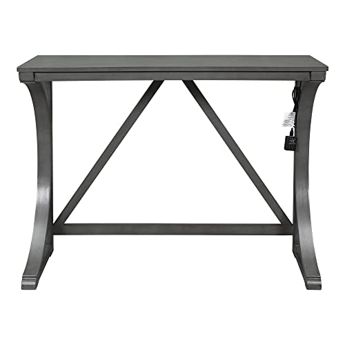 3 Piece Counter Height Dining Table Set with 2 Stools, 47.2 Inch Breakfast Nook Table for Small Spaces, Solid Wood Frame, Farmhouse Apartment Kitchen Set,Gray - color: Grey