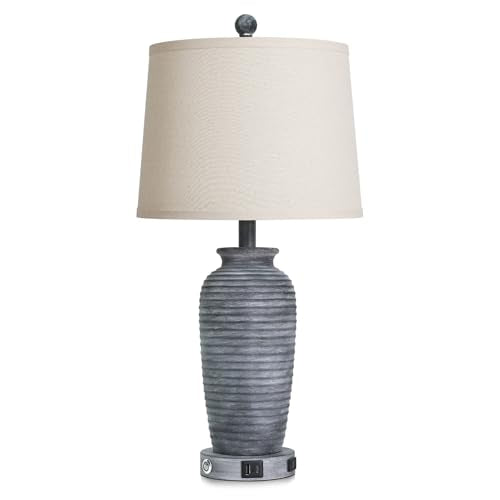 CINSARY 25" Retro Distressed Black Farmhouse Jar Table Lamps Set of 2, 3 Way Touch Control Rustic Bedside Lamps with USB A+C Ports & AC Outlet, Pot Nightstand Lamps for Bedroom Living Room - color: Distressed Black