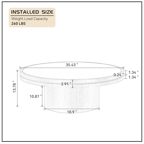 35.43 Round Coffee Table with Sintered Stone Tabletop & Sturdy Base, Modern MDF Circle Center Table Double Layer Tabletop Tea Table for Living Room, Easy Assembly - Natural - color: 35.43" Coffee Table With Sintered Tabletop,natural