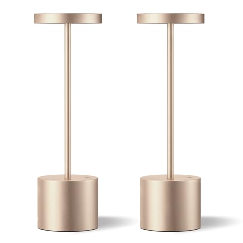 Kakanuo Cordless Table Lamp, 4000mAh Rechargeable Battery Powered Lamps, 3 Color Stepless Dimming, Wireless Outdoor Lamps for Dining Room, Bedroom, Patio, Camping, Set of 2- Antique White - color: Antique White