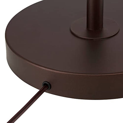 360 Lighting Caper 60 1/2" Tall Bronze Table Floor Lamp with USB and Outlet | Modern Tray AC Power in Base 5 Metal Off White Fabric Drum Shade for Living Room Reading House Bedroom - color: Bronze - Single