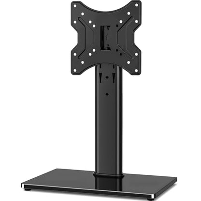 Rfiver Universal Swivel Tabletop TV Stand for Flat Screens 23-43 Inch | Heavy Duty Center Pedestal Stand Replacement with Black Tempered Glass Base & Height Adjustable Mount for 24 32 43 Inch - size: 19-43 inch