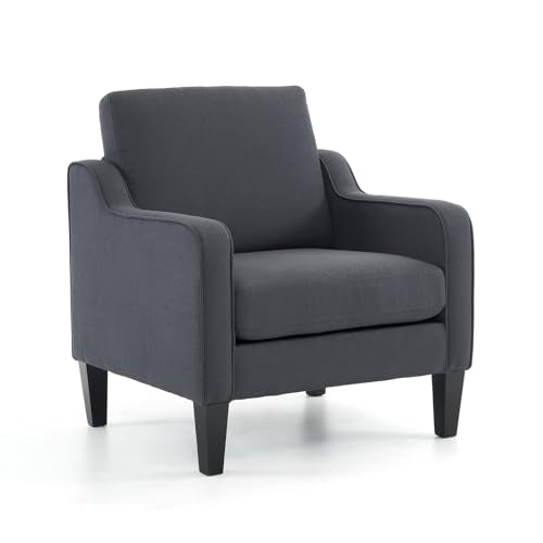 VINGLI Accent Chairs for Living Room Chairs Mid Century Modern Chair Sofa Chair Upholstered Arm Chair with Scooped Arms for Bedroom, Apartment, Office, Studio, Waiting Room, Play Room - color: Dark Grey