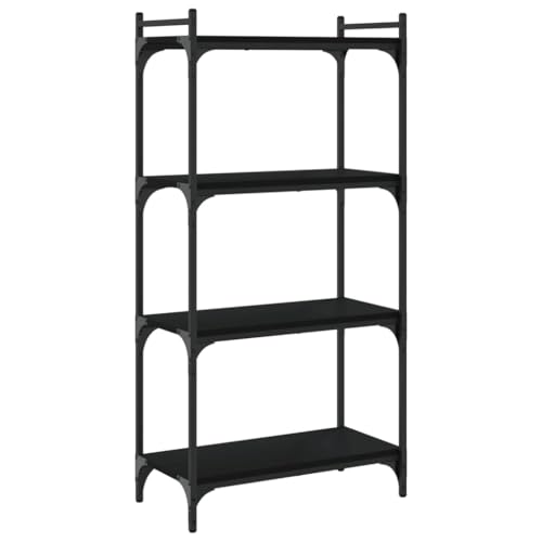 4-Tier Industrial Bookshelf, Black Open Bookcase with Metal Frame, Storage Display Rack for Living Room, Home Office, 23.6" x 11.8" x 47.2" - color: Black 7