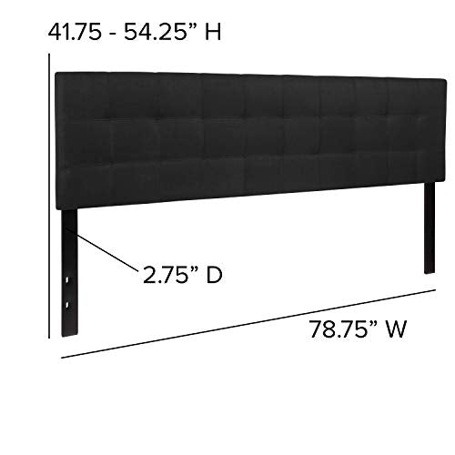 Quilted Tufted Upholstered King Size Headboard in Black Fabric - color: Black, size: King