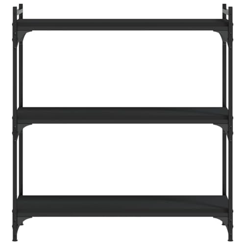 Modern Black Bookshelf 3-Tier Adjustable Shelves Metal Frame 11.8 x 31.5 x 33.9 in Engineered Wood Bookcase for Living Room Bedroom Office Small Spaces - color: Black-d, size: Medium