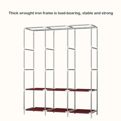Portable Wardrobe Closet Non-Woven Fabric Cover Standing Closet Covered Clothes Racks for Hanging Clothes (Color : Grey) - color: Grey