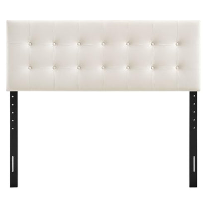 Modway Emily Full Size Performance Velvet Headboard in Alabaster - Stain-Resistant Velvet Upholstery with Button Tufting and 7 Adjustable Height Positions - color: Alabaster, size: Full