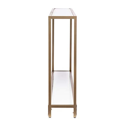 SEI Furniture Bergen 56 inches Long Narrow Metal Console Table, Open Concept Living Space, Glam Style Painted Iron, Gold - color: Gold