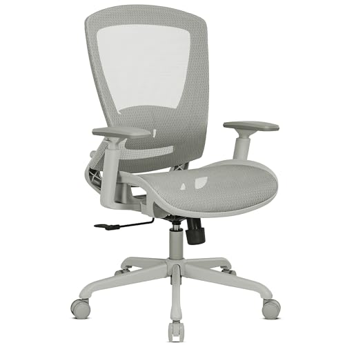 Mesh Office Chair,Ergonomic Computer Desk Chair,Sturdy Task Chair- Adjustable Lumbar Support & Armrests,Tilt Function,Comfort Wide Seat,Swivel Home Office Chair (Grey Frame Grey Mesh) - color: Grey Frame Grey Mesh