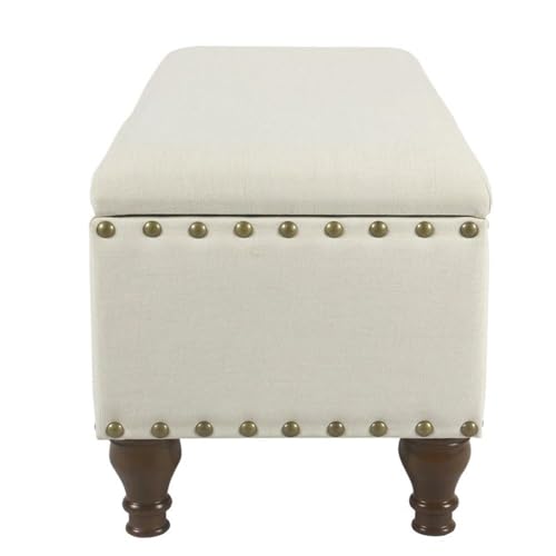 HomePop 42" Storage Bench with Nailhead Trim - Cream - color: Cream