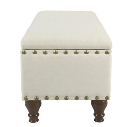 HomePop 42" Storage Bench with Nailhead Trim - Cream - color: Cream