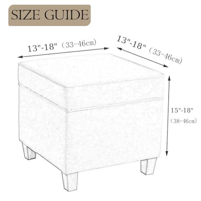 Ottoman Cover Square Storage Ottoman Slipcover Jacquard Stretch Footrest Stool Covers with Elastic Band Cube Storage Stool Ottoman Covers Footstool Sliocovers Protection Navy - color: Navy
