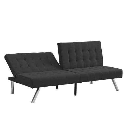 Convertible Futon Sofa Bed, Modern 68'' Fabric Sleeper Couch for Living Room,Guest Bed, Adjustable Backrest, Upholstered Recliner Chair, Loveseat for Compact Small Space Living Room (Black) - color: Black