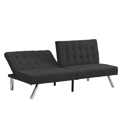Convertible Futon Sofa Bed, Modern 68'' Fabric Sleeper Couch for Living Room,Guest Bed, Adjustable Backrest, Upholstered Recliner Chair, Loveseat for Compact Small Space Living Room (Black) - color: Black