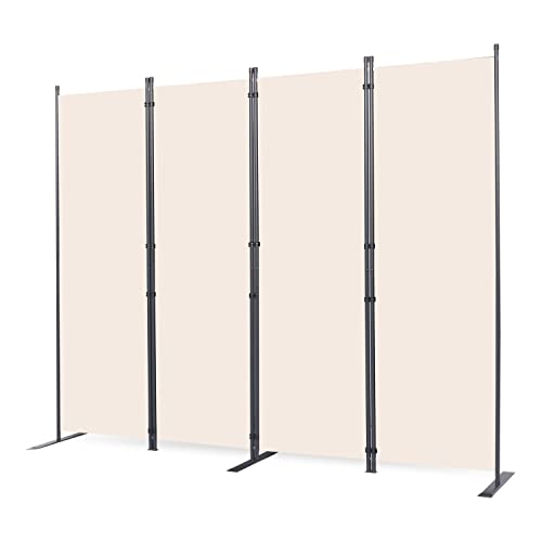 Room Divider, 4 Panel Folding Privacy Screens with Wider Feet, Beige | 88" W X 71" H Room Divider Panel, Stable Frame Structure, Flexible Space Separator, Portable wall divider for Room Partition - color: Beige, size: 22"- 4 Panel