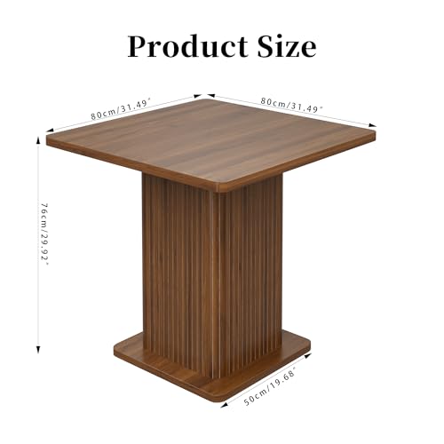 Small Square Dining Table for 2-4, 31.5 Inch Farmhouse Kitchen Table with 2-Tier Storage Shelf, Modern Wood Dinner Furniture with Fluted Doors, Dining Room, Living Room, Space Saving, Walnut - color: Walnut-square-1 Door, size: Small Square