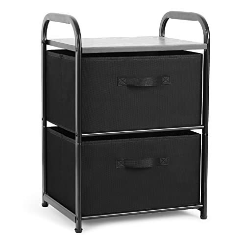 MAX Houser Dresser for Bedroom with 2 Drawers, Wide Chest of Drawers, Fabric Dresser, Storage Organizer Unit with Fabric Bins for Closet, Living Room, Hallway, Nursery,Black | Wide Chest of Drawers, Fabric Dresser, Storage Organizer Unit with Fabric Bins