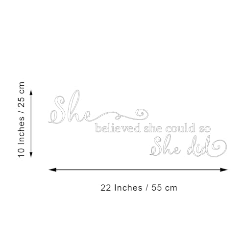 She Believed She Could so She Did - Pure Black Vinyl Wall Decal Carved Letters Girls Inspirational Quote Positive Kids Saying Sticker Home Art Decoration - White - color: White