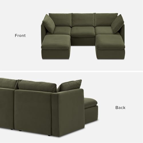 mopio Oversized Modular Sectional Sofa with Fully Removable Covers and Storage, Convertible U, L-Shaped and Sleeper Sectional, Modern Couches with Ottoman Chaise (Olive Green Velvet, 5 Seats, U) - color: [Gen 2] Olive Green Velvet, size: 5 Seats, U