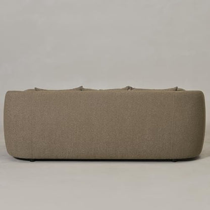 KINWELL 85" Boucle Upholstered Sofa with 2 Swivel Chairs, Teddy Brown | No Assembly Sherpa Living Room Furniture Sets, 3-Seater Couch Settee and Barrel Chairs Armchairs for Small Spaces Apartment - color: Teddy Brown, size: Sofa + 2 Chairs