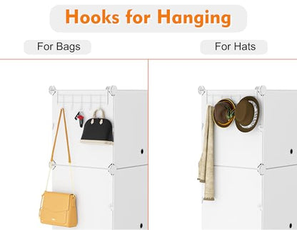 HOMIDEC Shoe Rack Organizer 16 Pair Modular Shoe Storage Cabinet for Closet | PP Plastic, Sturdy Steel Frame, Waterproof, Dustproof, Easy Clean, Shoe Shelves for Closet Garage Hallway Bedroom Entryway