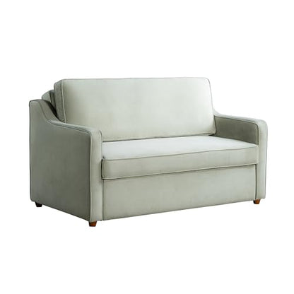 Serta® Santa Cruz 62.2" Convertible Loveseat, Full-Size, Recessed Track Arms, Dream Coil® Comfort, Fingerguard® Pinch Point Protection, Soft Velvet Fabric, Sage
