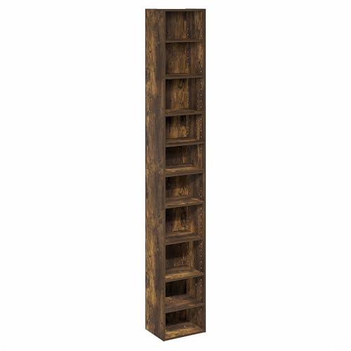 Furinno PASIR Book Shelf, 10-Tier Bookshelf, Bookcase with Open Shelf, 9.2 x 11.8 x 78.7, for Living Room, Bedroom, Home Office, Amber Pine - color: Amber Pine, size: 10-Tier, 12-Inch Width