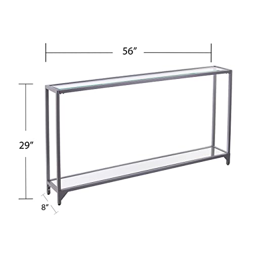 SEI Furniture - Bergen Narrow Console Table - Silver - Transitional Design, Metal and Glass - Ideal for Entryway, Living Room (CM3656) - color: Silver