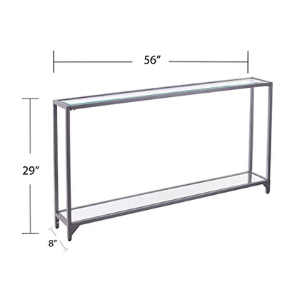 SEI Furniture - Bergen Narrow Console Table - Silver - Transitional Design, Metal and Glass - Ideal for Entryway, Living Room (CM3656) - color: Silver