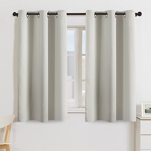 Turquoize Cream Beige Blackout Window Drapes Room Darkening Themal Insulated Grommet/Eyelet Top Nursery/Living Room Curtains for Bedroom/Living Room Each Panel 42 in x 54 in (W x L) (Set of 2 Panels) - color: Cream Beige, size: 42"W x 54"L (Pack of 2)