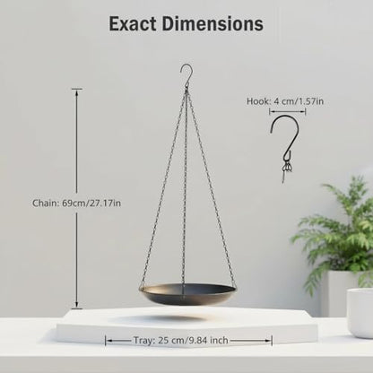 Hanging Planter for Indoor Outdoor, Plant Hanger, Hanging Plant Tray | Hanging Plant Holder, Plant Pot Shelf Basket for Window, Wall, Ceiling, Garden, with Chains and Hooks, 2Pcs, Round - style: Round
