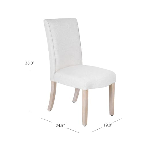Homepop Scalloped Detail Dining Chair|Upholstered Parsons Dining Chairs |Decorative Home Furniture, Cream Textured Woven (Set of 2) - color: Cream Textured Woven(set of 2), style: Pack of 2