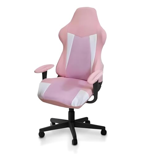 Gaming Chair Covers Only,Stretchable Fit Thick Breathable Mesh | Cat Scratch Proof,Scratch Resistant,Soft,Gaming Chair Seat Cover with 2Pcs Armrest Slipcovers(Pink-white,Style 2) - color: Pink-white, size: Style 2
