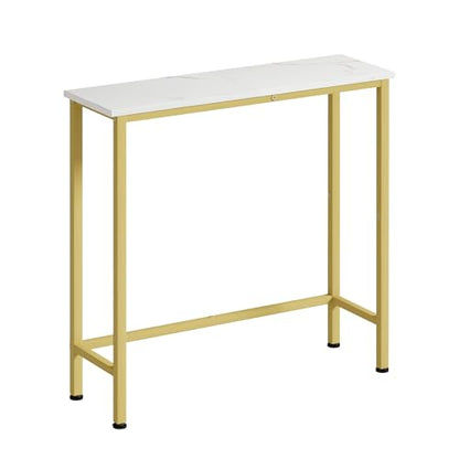 Narrow Console Table, 29.5" Small Entryway Table, Thin Hallway Tables, Slim Sofa Side Tables for Hallway, Living Room, Bedroom, Foyer, Marbleized White - color: Marbleized White