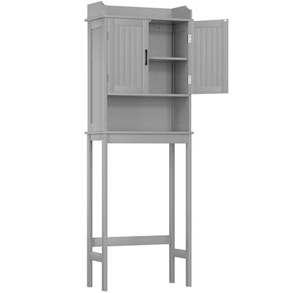 Yardenaler Over-The-Toilet Storage Shelf with Doors, Bathroom Freestanding Organizer Space Saver with Adjustable Shelf, Gray - color: Grey